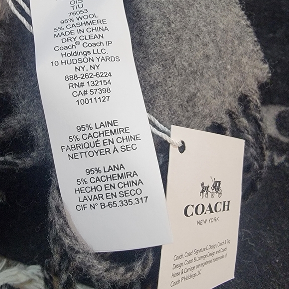 NWT Black & Gray Men's Signature COACH New York Scarf - Picture 4 of 17